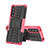 Coque Contour Silicone et Plastique Housse Etui Mat avec Support JX2 pour Sony Xperia 5 IV Rose Rouge