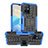 Coque Contour Silicone et Plastique Housse Etui Mat avec Support JX2 pour Vivo iQOO Z6 5G Bleu