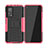 Coque Contour Silicone et Plastique Housse Etui Mat avec Support JX2 pour Xiaomi Mi 10T 5G Rose Rouge