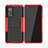 Coque Contour Silicone et Plastique Housse Etui Mat avec Support JX2 pour Xiaomi Mi 10T 5G Rouge