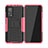 Coque Contour Silicone et Plastique Housse Etui Mat avec Support JX2 pour Xiaomi Mi 10T Pro 5G Rose Rouge
