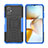 Coque Contour Silicone et Plastique Housse Etui Mat avec Support JX2 pour Xiaomi Poco M4 5G Bleu