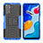 Coque Contour Silicone et Plastique Housse Etui Mat avec Support JX2 pour Xiaomi Redmi Note 11S 4G Bleu