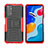 Coque Contour Silicone et Plastique Housse Etui Mat avec Support JX2 pour Xiaomi Redmi Note 11S 4G Rouge