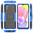 Coque Contour Silicone et Plastique Housse Etui Mat avec Support JX5 pour Samsung Galaxy F02S SM-E025F Bleu