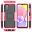 Coque Contour Silicone et Plastique Housse Etui Mat avec Support JX5 pour Samsung Galaxy M02s Rose Rouge