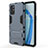 Coque Contour Silicone et Plastique Housse Etui Mat avec Support KC1 pour OnePlus 9R 5G Bleu