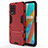 Coque Contour Silicone et Plastique Housse Etui Mat avec Support KC1 pour Realme 8 5G Rouge