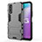 Coque Contour Silicone et Plastique Housse Etui Mat avec Support KC1 pour Vivo iQOO U1 Gris