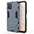 Coque Contour Silicone et Plastique Housse Etui Mat avec Support KC1 pour Vivo iQOO U3 5G Bleu