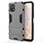 Coque Contour Silicone et Plastique Housse Etui Mat avec Support KC1 pour Vivo iQOO U3 5G Gris