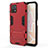 Coque Contour Silicone et Plastique Housse Etui Mat avec Support KC1 pour Vivo iQOO U3 5G Rouge