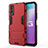 Coque Contour Silicone et Plastique Housse Etui Mat avec Support KC1 pour Vivo Y51s 5G Rouge