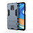 Coque Contour Silicone et Plastique Housse Etui Mat avec Support KC1 pour Xiaomi Redmi Note 9 Pro Bleu