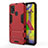 Coque Contour Silicone et Plastique Housse Etui Mat avec Support KC2 pour Samsung Galaxy M21s Rouge