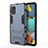 Coque Contour Silicone et Plastique Housse Etui Mat avec Support KC2 pour Samsung Galaxy M40S Bleu