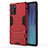 Coque Contour Silicone et Plastique Housse Etui Mat avec Support KC2 pour Samsung Galaxy Note 20 5G Rouge