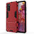 Coque Contour Silicone et Plastique Housse Etui Mat avec Support KC2 pour Samsung Galaxy S20 FE 4G Rouge