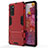 Coque Contour Silicone et Plastique Housse Etui Mat avec Support KC2 pour Samsung Galaxy S20 FE 5G Rouge