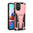 Coque Contour Silicone et Plastique Housse Etui Mat avec Support MQ2 pour Xiaomi Redmi Note 10 4G Or Rose