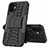 Coque Contour Silicone et Plastique Housse Etui Mat avec Support pour Apple iPhone 12 Mini Noir