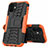 Coque Contour Silicone et Plastique Housse Etui Mat avec Support pour Apple iPhone 12 Mini Orange