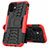 Coque Contour Silicone et Plastique Housse Etui Mat avec Support pour Apple iPhone 12 Mini Rouge