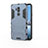 Coque Contour Silicone et Plastique Housse Etui Mat avec Support pour LG G7 Bleu