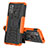 Coque Contour Silicone et Plastique Housse Etui Mat avec Support pour Motorola Moto G60 Orange