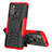 Coque Contour Silicone et Plastique Housse Etui Mat avec Support pour Motorola Moto G60 Rouge