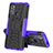 Coque Contour Silicone et Plastique Housse Etui Mat avec Support pour Motorola Moto G60 Violet