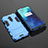 Coque Contour Silicone et Plastique Housse Etui Mat avec Support pour OnePlus 7T Pro 5G Bleu Ciel