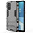 Coque Contour Silicone et Plastique Housse Etui Mat avec Support pour OnePlus 8T 5G Gris