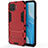 Coque Contour Silicone et Plastique Housse Etui Mat avec Support pour Oppo F17 Pro Rouge