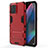 Coque Contour Silicone et Plastique Housse Etui Mat avec Support pour Oppo Find X3 Pro 5G Rouge