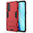 Coque Contour Silicone et Plastique Housse Etui Mat avec Support pour Oppo Reno4 Pro 4G Rouge