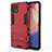 Coque Contour Silicone et Plastique Housse Etui Mat avec Support pour Oppo Reno4 SE 5G Rouge