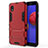 Coque Contour Silicone et Plastique Housse Etui Mat avec Support pour Samsung Galaxy A01 Core Rouge