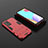 Coque Contour Silicone et Plastique Housse Etui Mat avec Support pour Samsung Galaxy A52 4G Rouge