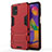 Coque Contour Silicone et Plastique Housse Etui Mat avec Support pour Samsung Galaxy M31s Rouge