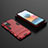 Coque Contour Silicone et Plastique Housse Etui Mat avec Support pour Xiaomi Redmi Note 10 Pro Max Rouge