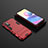 Coque Contour Silicone et Plastique Housse Etui Mat avec Support pour Xiaomi Redmi Note 10T 5G Rouge