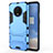 Coque Contour Silicone et Plastique Housse Etui Mat avec Support R01 pour OnePlus 7T Bleu Ciel