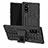 Coque Contour Silicone et Plastique Housse Etui Mat avec Support R01 pour Samsung Galaxy Note 10 5G Noir