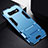 Coque Contour Silicone et Plastique Housse Etui Mat avec Support R02 pour Samsung Galaxy S10 5G Bleu