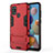 Coque Contour Silicone et Plastique Housse Etui Mat avec Support T01 pour Samsung Galaxy A21s Rouge