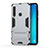 Coque Contour Silicone et Plastique Housse Etui Mat avec Support T01 pour Samsung Galaxy A9 Star Pro Argent