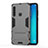 Coque Contour Silicone et Plastique Housse Etui Mat avec Support T01 pour Samsung Galaxy A9 Star Pro Gris