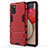 Coque Contour Silicone et Plastique Housse Etui Mat avec Support T01 pour Samsung Galaxy F02S SM-E025F Rouge