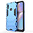 Coque Contour Silicone et Plastique Housse Etui Mat avec Support T01 pour Samsung Galaxy M01s Bleu